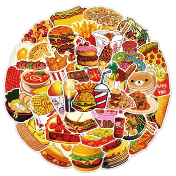 10/30/50TK Armas Toidu Burger Friikartuleid Gourmet Cartoon Kleebised DIY Sülearvuti Pagasi Rula Graffiti Kleebised Kleebise Lapsele 0