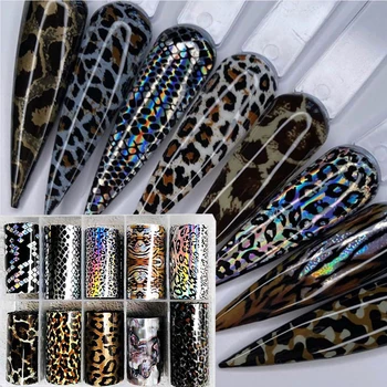 10rolls/kast Loomade Prindi Küünte Kilet Kleebised Decal Liugurid üleminek Fooliumiga Wrap Leopard Nail Art Kleebis 4*100cm 0