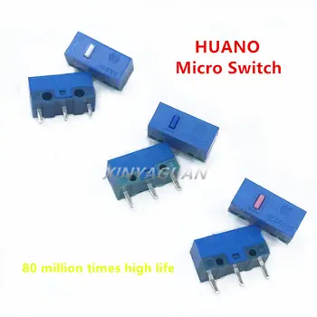 10tk/palju HUANO mikrolüliti Pikk eluiga 80 miljonit klikki, Sinine Kest Valge/Sinine/Roosa Dot arvuti hiirt 3pin nupp switch