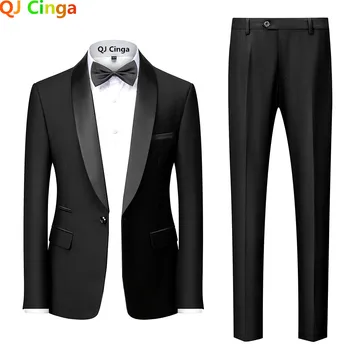 2022 Uus Must Meeste Kahe-osaline Ülikond (Jope+Püksid) Äri Pulm Terno Masculino Valge Mood Slim Fit Kostüüm Homme 5xl