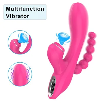 3 IN 1 Täiskasvanute Mänguasjad Kliitori Imemiseks Vibraator Anal Tupe ja Kliitori Stimulaator Dildo Masturbatsioon Vibraator Naistele