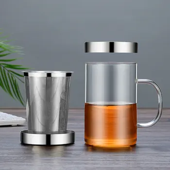500ML Klaasi Vee Pudel Tee Infuser Filter Coffee Mug Kodu Isoleeritud Office Cup Seadekäepide Reisimine Kruus Vett Cup