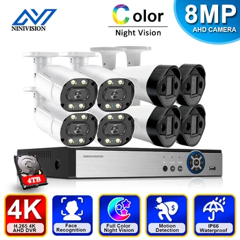 8MP CCTV DVR Kodus Kaamera Security System Kit 8ch Väljas Täielik Värvi Öise Nägemise AHD Bullet Kaamera videovalve Komplekt 4CH