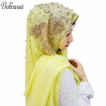 BOHOWAII Litrid Teemandid Panuelos Hijab Sall Sall Abaya Headscarf Turbantes Tütarettevõtjate Pikk Sifonki Kopftuch Femme Musulman