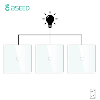 BSEED Touch Sensor Seina Lülitid 1Gang Risti Lüliti Trepid 3 Asendit Crystal Paneel Sinine Taustvalgus EL Standard