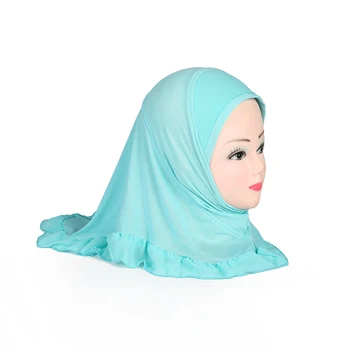 H107 ilus väike tüdruk hijab koos crinkle piiri armas hijab mütsid naiste mütsid mahub 2-6 aastased tüdrukud