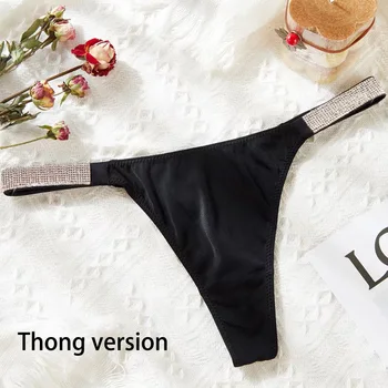 hulgi-roosa Rhinestone Naistepesu Naiste Pesu Aluspüksid Thong G-String Silk Traceless T-Back Seksikad Püksikud Õmblusteta Pesu