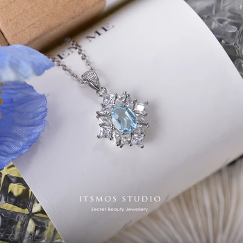 ITSMOS Topaas Crystal Ripats Kaelakee Füüsiliste Kalliskivi Naiste S925 Sterling Hõbe Kaelakee Luksus Ehted Naistele Kingitus