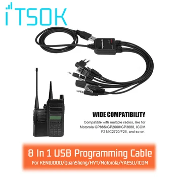 KUUM 8 In 1 USB Programming Cable Multifunktsionaalne ühildub Walkie Talkie KENWOOD/QuanSheng/HYT/Motorola/YAESU/ICOM Raadio