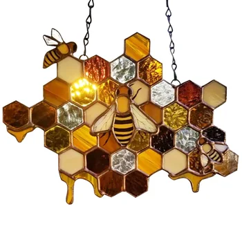 Mesilaste Kärgstruktuuri Aken Rippus Päikest Püüdja Ornament Bumblebee Kunsti Teenetemärgi Kodu Aed 0