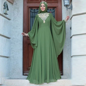 Moslemi Naiste Kleit Türgi Vintage Abaya Kleit Naiste Batwing Varruka Suur Kiik Islami Partei Kleidid Maroko Seal Kaftan Jilbab Rüü 0
