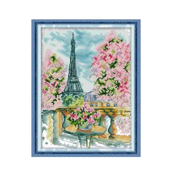 Paris, mille on esitanud Katerina Besperstova ristpistes kit 14ct 11ct loota print lõuend õmblused, tikandid DIY käsitöö näputöö pluss