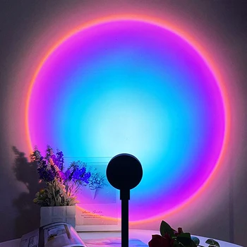 Sunset Lamp Projektor LED-Vikerkaar Neoon Meeleolu Valguse Magamistuba Öö Tuli Toas Seina Decor Atmosfääri Selfie Fotograafia Taust