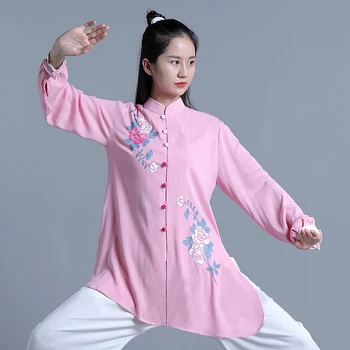 Taiji Riided Naistele Wushu Riided Kung Fu Konkurentsi Riided Võitluskunst Ühtne Kirtsutama Vaba Käega Maalitud 2022 Roosa