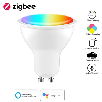 Tuya GU10 Zigbee 3.0 Smart Pirn RGBCW LED Lamp Smart Elu App Remot hääljuhtimine Tööd Alexa Echo Pluss Google Kodu