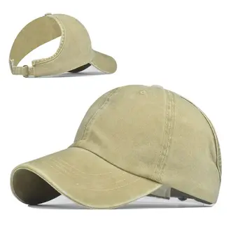 Unisex Vintage Pestud Puuvillane Baseball Cap pooltühi Top Backless Hobusesaba Müts F42F