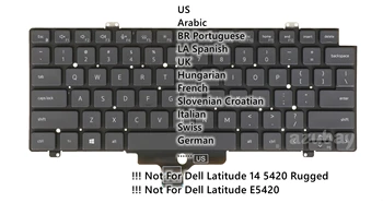 USA araabia BR portugali LA hispaania UK ungari Klaviatuur Dell Latitude 5420, 5420 2in1, 7420, 7420 2 in 1, 7520 Backlit