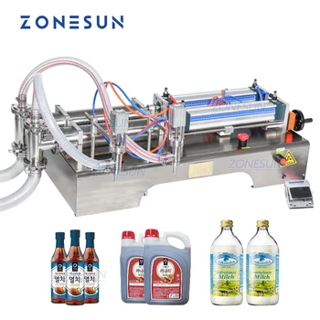 ZONESUN 2 Otsik Täielikult Pneumaatilise Kolb Vedeliku Täitmine Machine Alkoholi Palmiõli Villimis-ja Pakkimis Süsteem