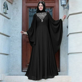 Moslemi Naiste Kleit Türgi Vintage Abaya Kleit Naiste Batwing Varruka Suur Kiik Islami Partei Kleidid Maroko Seal Kaftan Jilbab Rüü 1