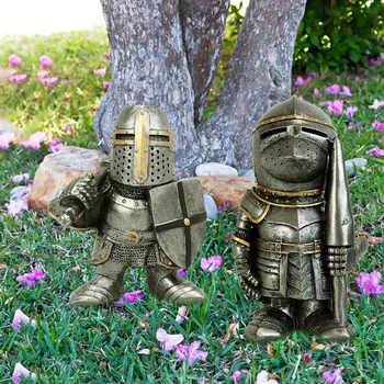 Uus Knight Gnomes Guard Skulptuur Decor Keskaegne Rüütel Risti Templar Crusader Figuriin Sobiks Armor Home Decor Vaik 1