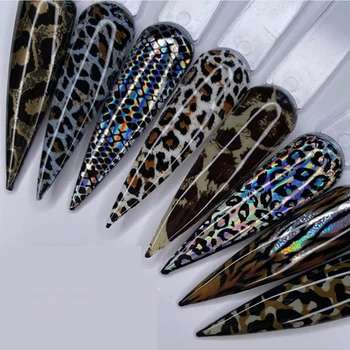 10rolls/kast Loomade Prindi Küünte Kilet Kleebised Decal Liugurid üleminek Fooliumiga Wrap Leopard Nail Art Kleebis 4*100cm 2