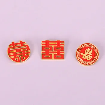 Hiina stiilis pin, pidulik pulm topelt õnne märk, pross, origami kraana armastus riided korsett, kingitus sõpradele 2