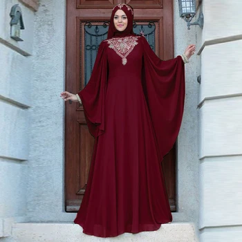Moslemi Naiste Kleit Türgi Vintage Abaya Kleit Naiste Batwing Varruka Suur Kiik Islami Partei Kleidid Maroko Seal Kaftan Jilbab Rüü 2