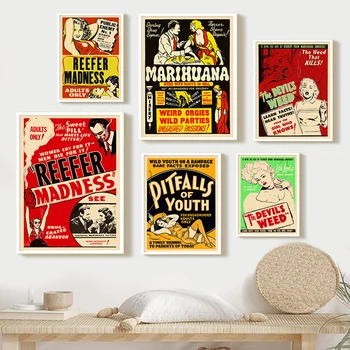 Vintage Kurat Weed Hullus Täiskasvanute Filmi Wall Art Lõuend Maali Nordic Plakatid Ja Pildid Seina Pildid Elutuba Decor 2