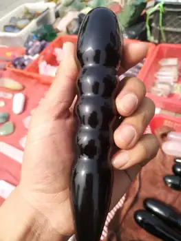 18cm pikkus Naturaalne must obsidian Crystal Kivi, Näo Massaaž Stick/ Yoni Võlukepp Slim Näo lõõgastuda Kivi Massaaž & Lõõgastus 3