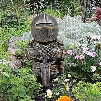 Uus Knight Gnomes Guard Skulptuur Decor Keskaegne Rüütel Risti Templar Crusader Figuriin Sobiks Armor Home Decor Vaik 3