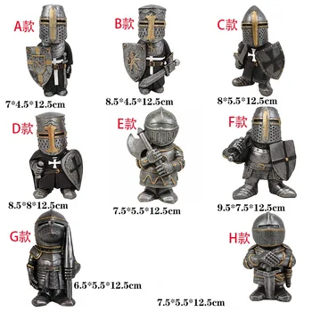 Uus Knight Gnomes Guard Skulptuur Decor Keskaegne Rüütel Risti Templar Crusader Figuriin Sobiks Armor Home Decor Vaik 4