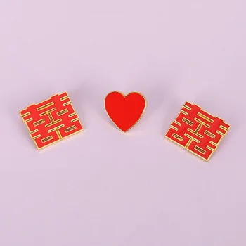 Hiina stiilis pin, pidulik pulm topelt õnne märk, pross, origami kraana armastus riided korsett, kingitus sõpradele 5