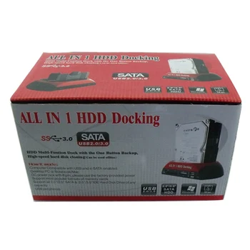 Kõik Ühes HDD Docking Station Dual Bay 2.5 Tolline 3.5 Tolline eSATA USB 2.0 to IDE SATA Kõvaketta OTB Kloonimine Dock Koos kaardilugeja 5