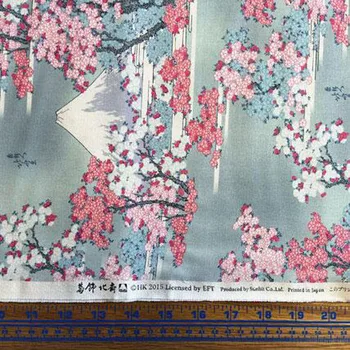 Lai 140cm Venitada Jaapani Puuvill Poplin Riie Mount Fuji Cherry Blossom Prindi Puuvillane Kangas Õmblemise Segast DIY Tüdruk Kleit 1