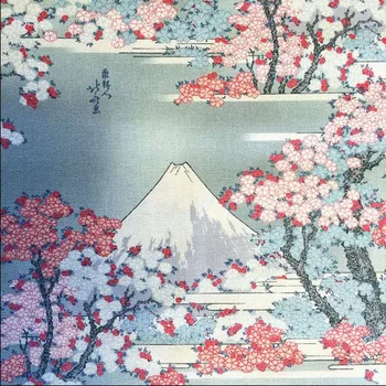 Lai 140cm Venitada Jaapani Puuvill Poplin Riie Mount Fuji Cherry Blossom Prindi Puuvillane Kangas Õmblemise Segast DIY Tüdruk Kleit 2