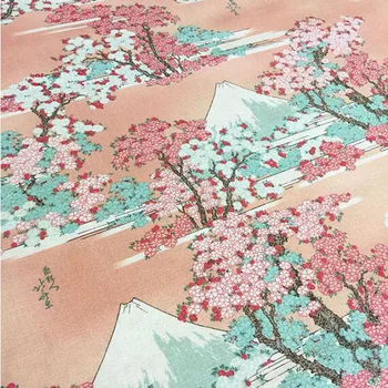 Lai 140cm Venitada Jaapani Puuvill Poplin Riie Mount Fuji Cherry Blossom Prindi Puuvillane Kangas Õmblemise Segast DIY Tüdruk Kleit 3
