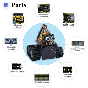 2022 UUS ! Keyestudio DIY Mini Tank V2.0 Tark Robot autokomplekti Arduino Robot VARS/Support IOS &Android APP Kontrolli 4