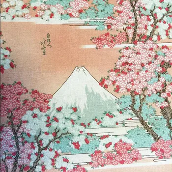 Lai 140cm Venitada Jaapani Puuvill Poplin Riie Mount Fuji Cherry Blossom Prindi Puuvillane Kangas Õmblemise Segast DIY Tüdruk Kleit 4