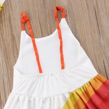 2021 Brand New Suvel Printsess Väikelapse Baby Girl Kleit Varrukateta Vikerkaare Värvilised põlvikud Gallus Sundress Kleit Riided 1-6Y 5