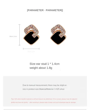 925 Hõbe Geomeetriline Topelt Square Kõrvarõngad Piimjas Gem Kõrva Trukid Korea Fashion Kõrge Kvaliteediga Teemant Kõrvarõngas Naiste Tüdruk Ehted 5