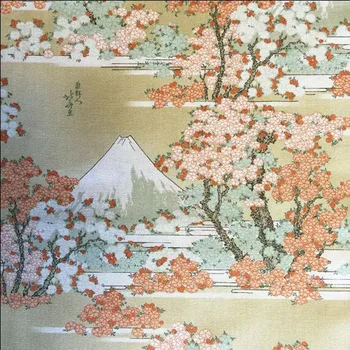 Lai 140cm Venitada Jaapani Puuvill Poplin Riie Mount Fuji Cherry Blossom Prindi Puuvillane Kangas Õmblemise Segast DIY Tüdruk Kleit 5